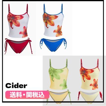 ★Cider★ Uネックフローラルタンキニ タイサイド ビキニセット