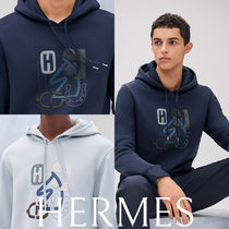 新作*HERMES*フーディー Hパズル レザーパッチパーカー メンズ
