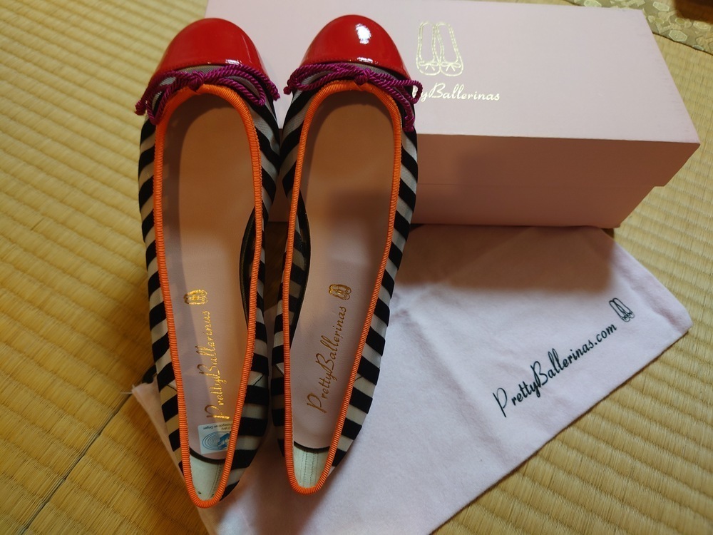 PrettyBallerinas バレエシューズ メッシュ ボーダー