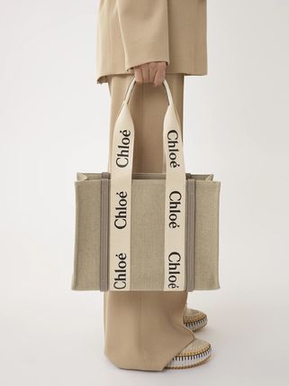 CHLOE 「WOODY」ミディアムトートバッグ ＊MUSK GREY＊ (Chloe