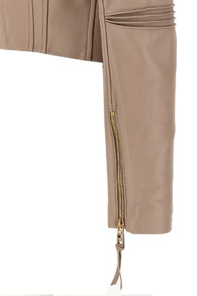 レザージャケット・コート ELISABETTA FRANCHI SS25 'Biker' nail (GD47Z51E2 DC4) Biker jacket with contrasting topstitching | Elisabetta Franchi