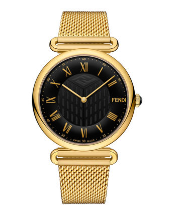 FENDI アナログ時計 特価！Fendi メンズイエロー ゴールド 41mm パラッツォメッシュ