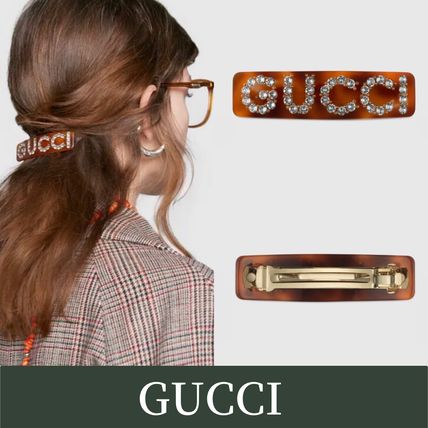 直営店購入】GUCCI クリスタル グッチ シングル ヘアバレッタ
