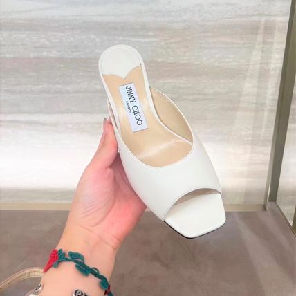 Jimmy Choo】オープントゥ シンプルホワイトミュール サンダル - www セールの定価 【新品未使用】JIMMY CHOOクリスタル ビジュー ミュール サンダル ミュール