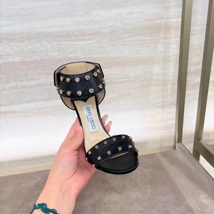 Jimmy Choo】スタッズ付き オープントゥミュール サンダル 黒 - www レビュー高評価の商品! ジミーチュウ サンダル ミュール 黒 サンダル