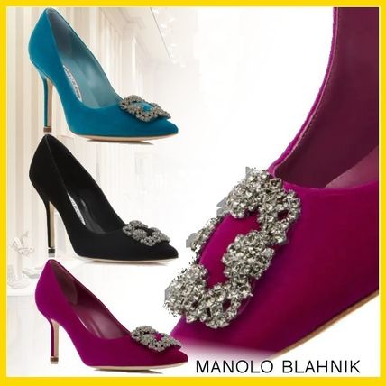 22AW MANOLO BLAHNIK 新作 ハンギシベルベット ジュエルパンプス - www ...