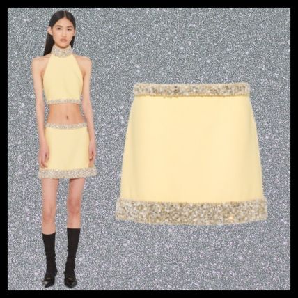 【24SS NEW】MiuMiu_women / ジャカードロゴ付きミニスカート miu miu＊ジャカードミニスカート ロゴボーダー (MiuMiu/ミニ