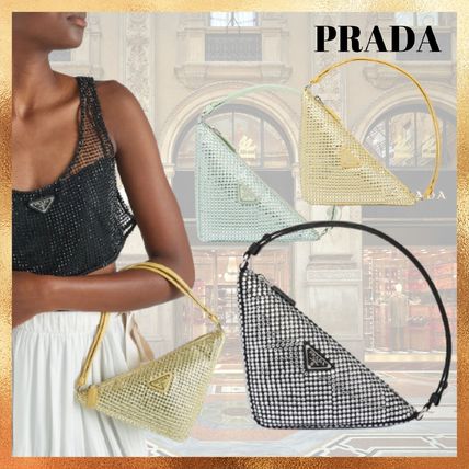 新作♪PRADA クリスタルスタッズ付きサテンポーチ - www ...