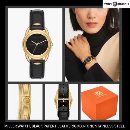 Tory Burch アナログ腕時計 送料関税込 TBパテントレザー腕時計 MILLER WATCH, BLACK PATENT