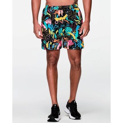 新作♪ユニセックスズンバ Zumba Palm Party Shorts-Bold Black