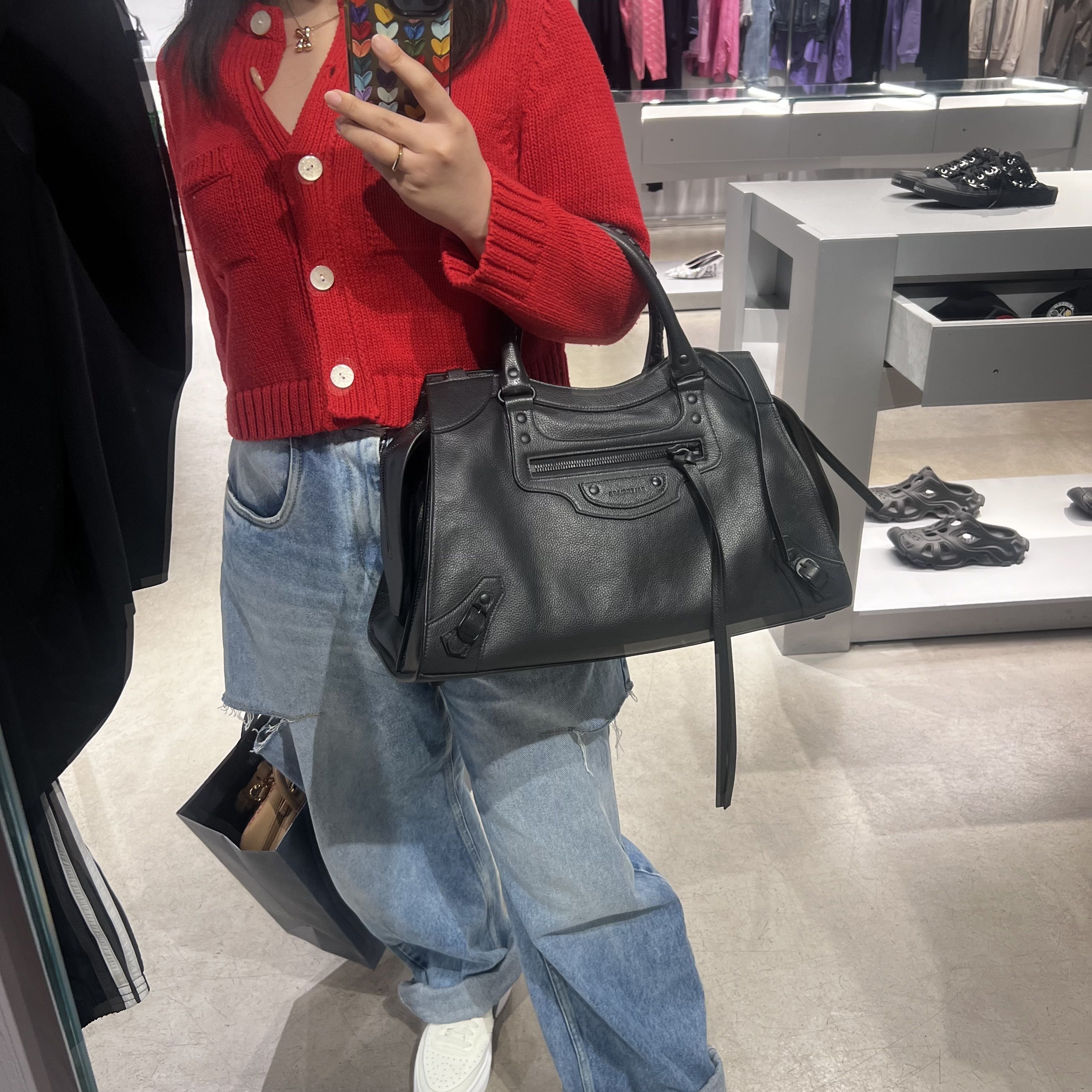 緊急★アウトレットBALENCIAGA★ラムスキントートバッグ BALENCIAGA》 スプレー ドット アワーグラス トートバッグ