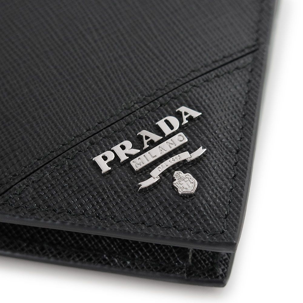お買い得 プラダ PRADA 2つ折り財布 小銭入れ付き ブラック メンズ