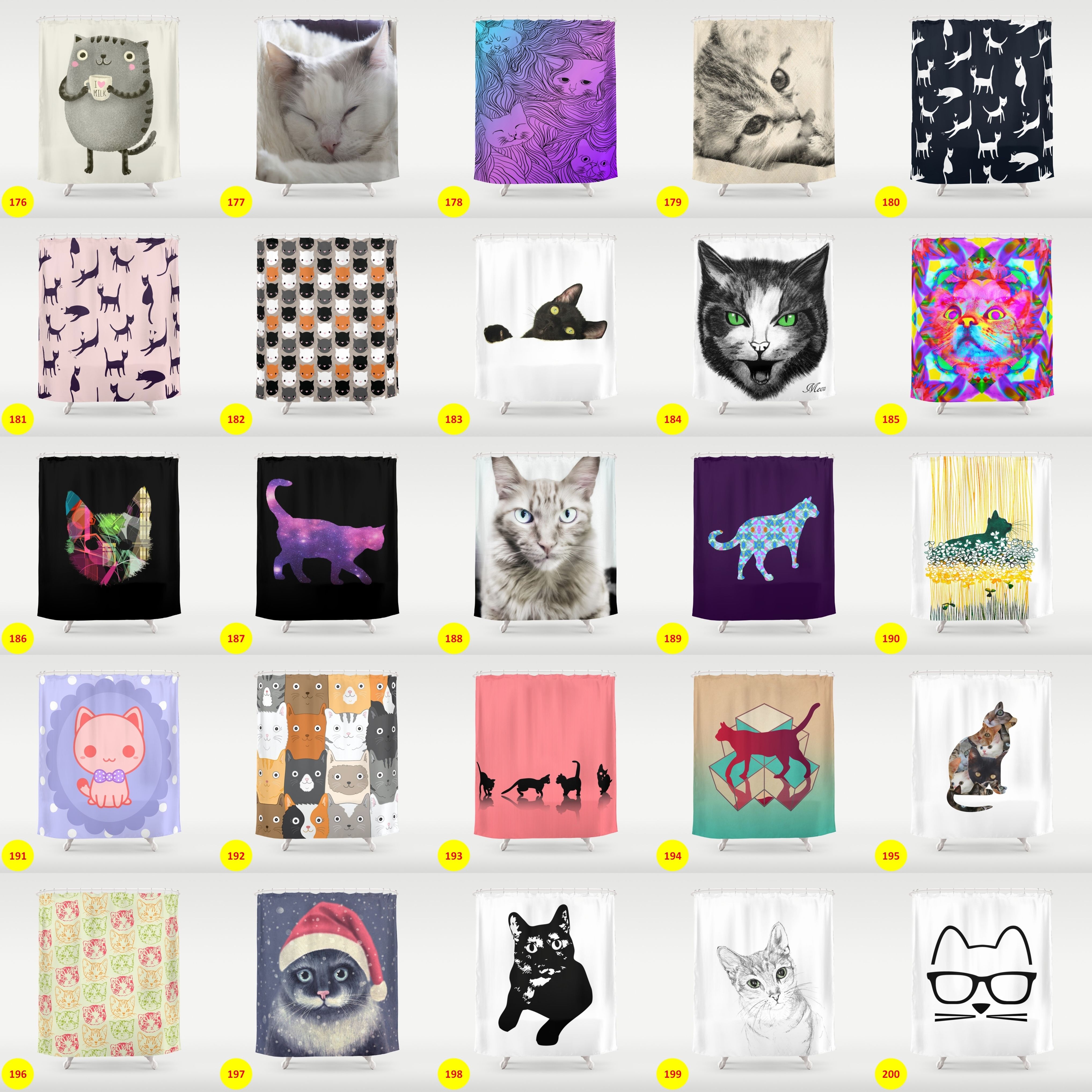 Society6☆シャワーカーテン☆猫柄☆選べる400品デザイン特集 Society6☆シャワーカーテン☆猫柄☆選べる400品デザイン特集