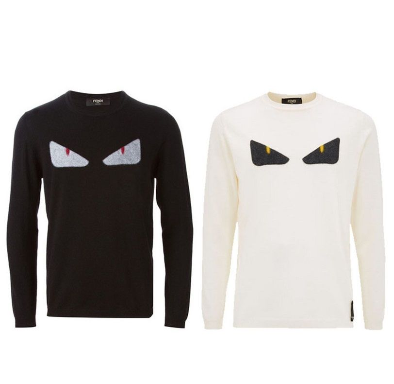 2色) FENDI 15AW モンスターパッチウールニット_BLACK/IVORY (FENDI