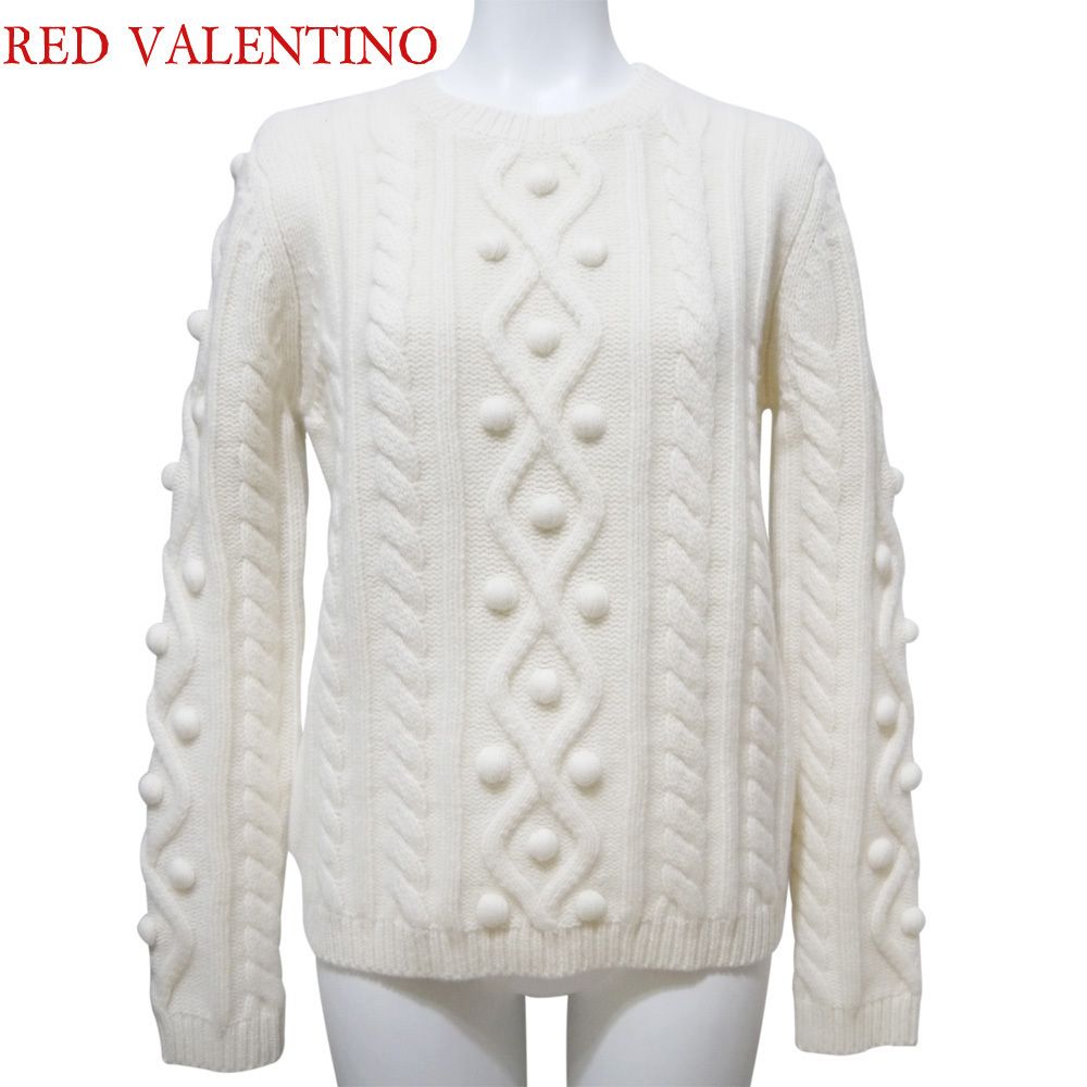 レッドヴァレンチノRED VALENTINOケーブル編みセーター白#S (RED オンライン取寄 新品レッドヴァレンチノRED VALENTINOケーブル編みセーター白#S ニット/セーター