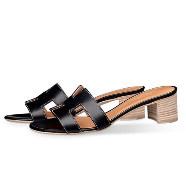 HERMES 円高還元Sale! いま欲しいOasis サンダル 黒x白ステッチ