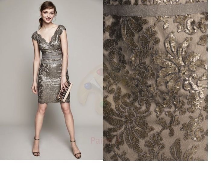 TADASHI SHOJI Vネックスパンコールカクテルワンピース☆SP (TADASHI 日本購入サイト Tadashi Vネックスパンコール カクテルワンピ Shoji ひざ丈ワンピース