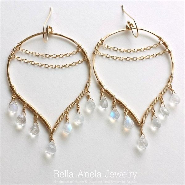 54%割引レインボー ムーンストーン ピアス ハワイ BellaAnela #480 ...