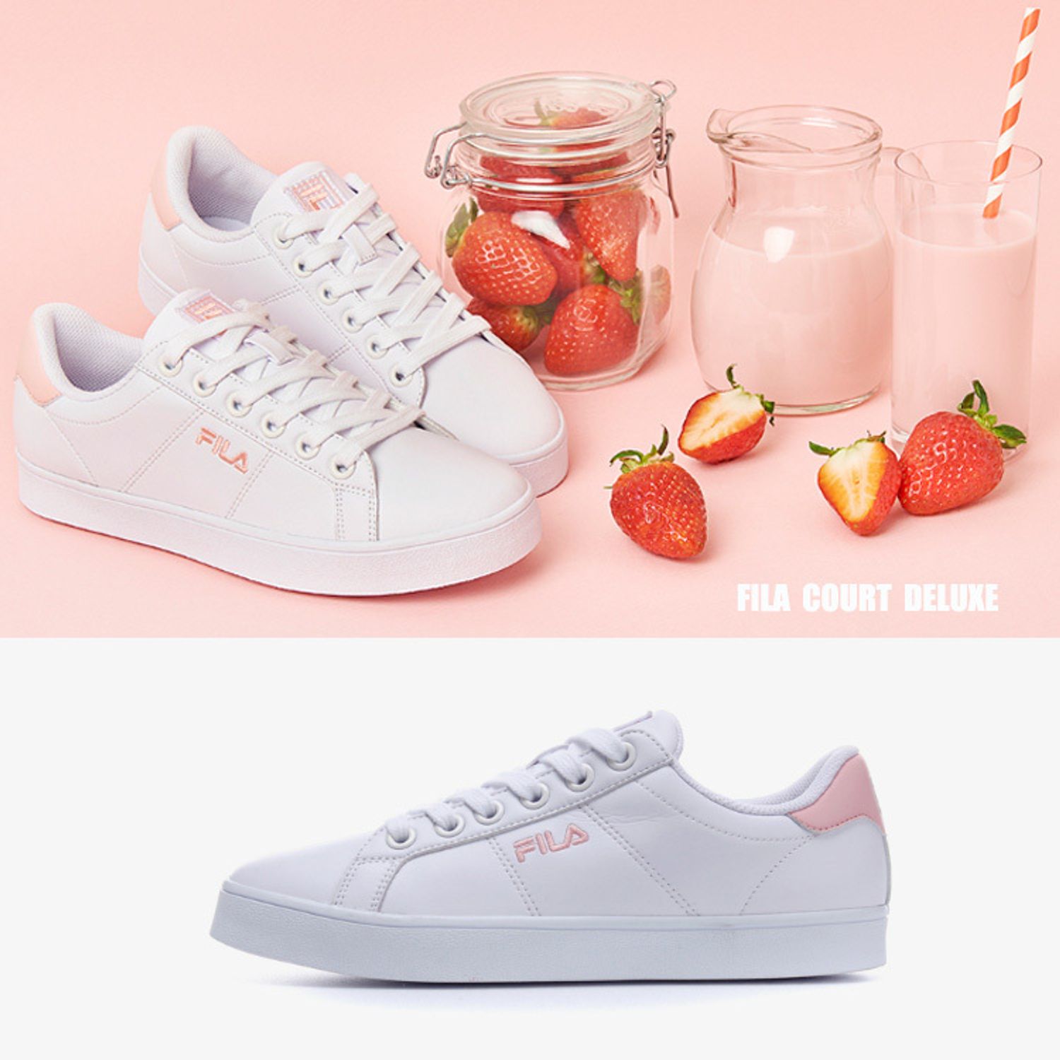 Fila Court Deluxe レースアップ イチゴミルク 白 ピンク系 Fila スニーカー Buyma