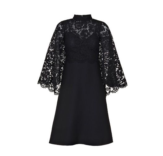 Valentino ブラックレースベルスリーブドレス【sale】 (VALENTINO