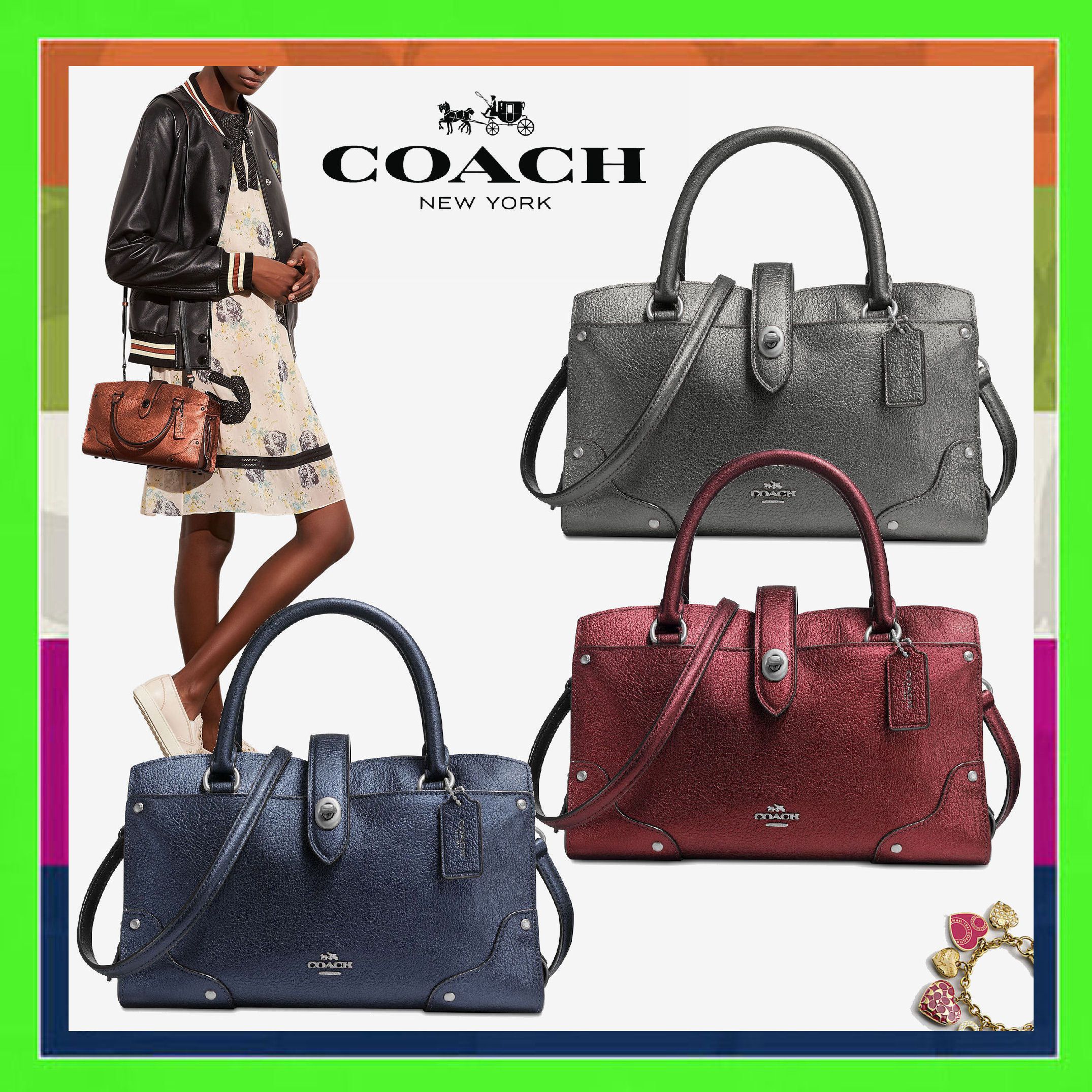 関税込》コーチ59988マーサー サッチェル 24 メタリックレザー (Coach ...