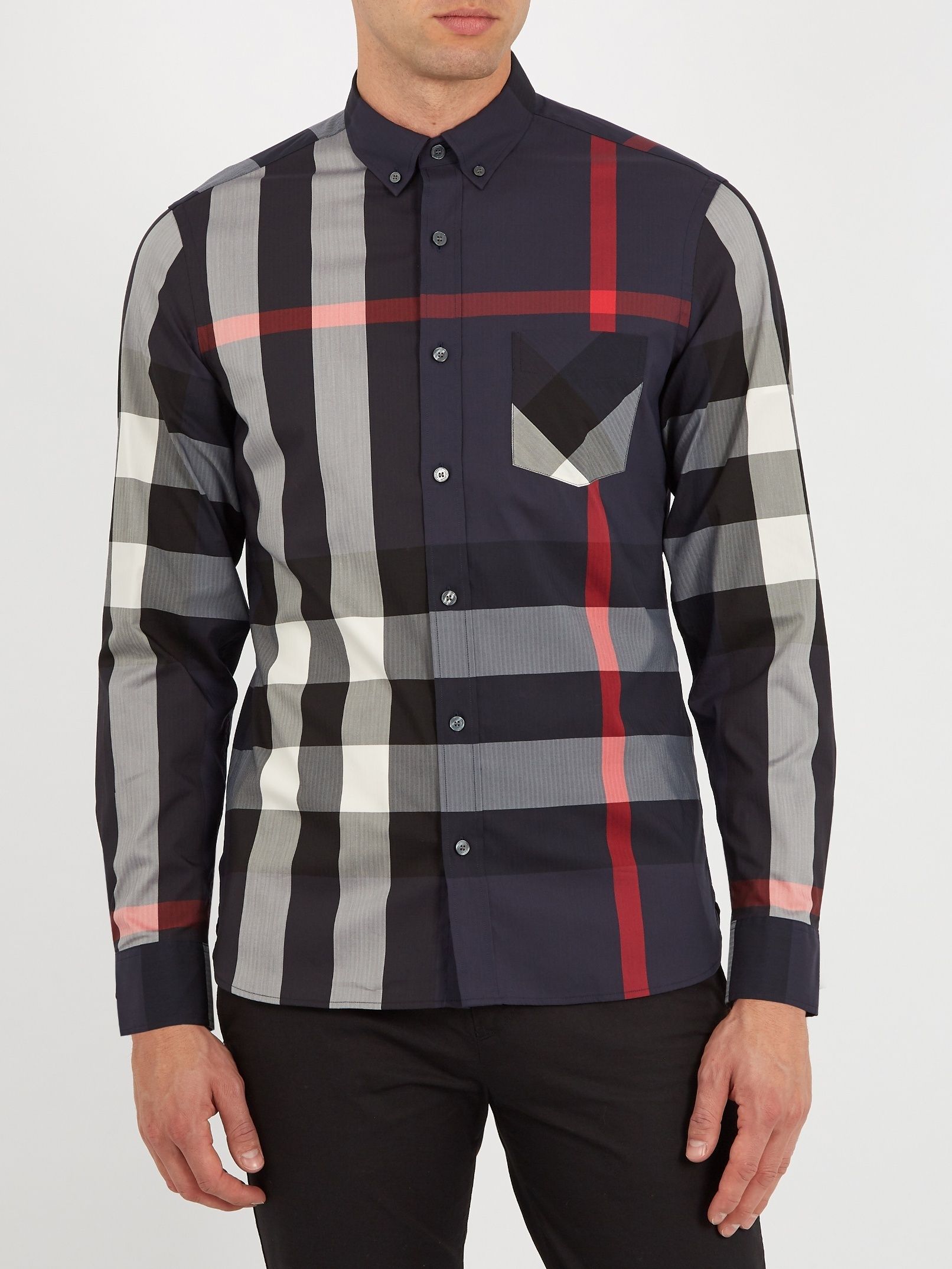 関税込】□Burberry□チェックコットンブレンドシャツ/4カラー