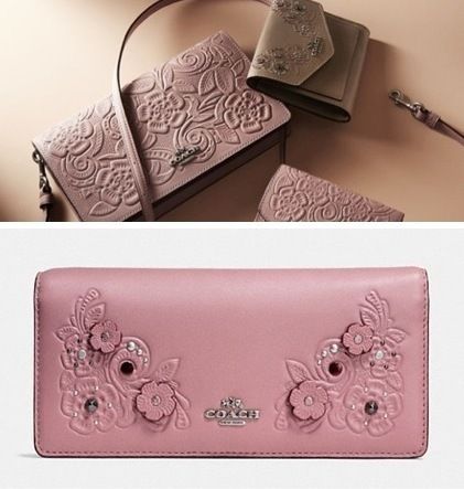 セール☆Coachティーローズフローラルアップリケスリム長財布 (Coach ...