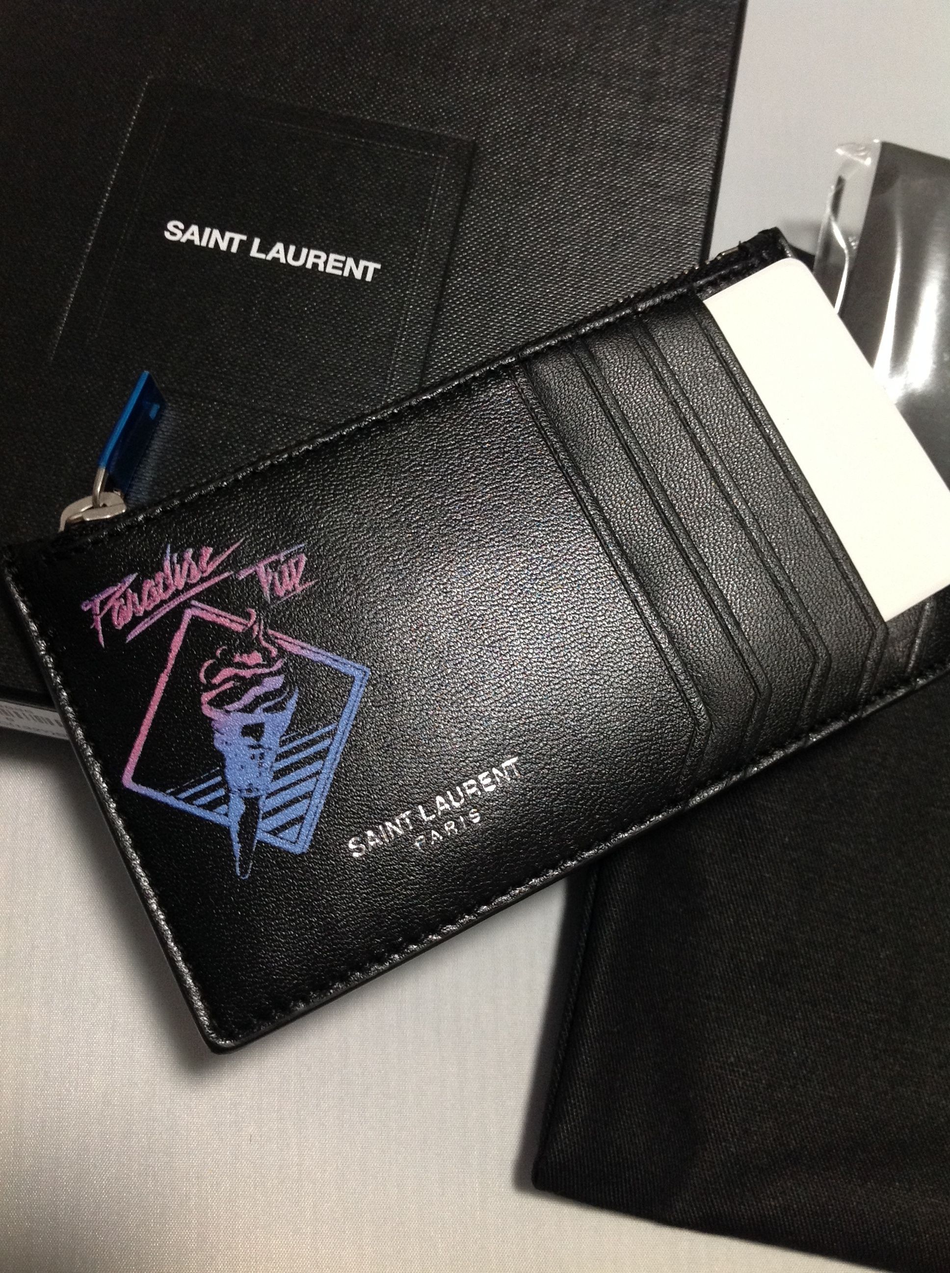 即発送】新作◇Saint Laurent◇Fragments カードホルダー 黒 (Saint