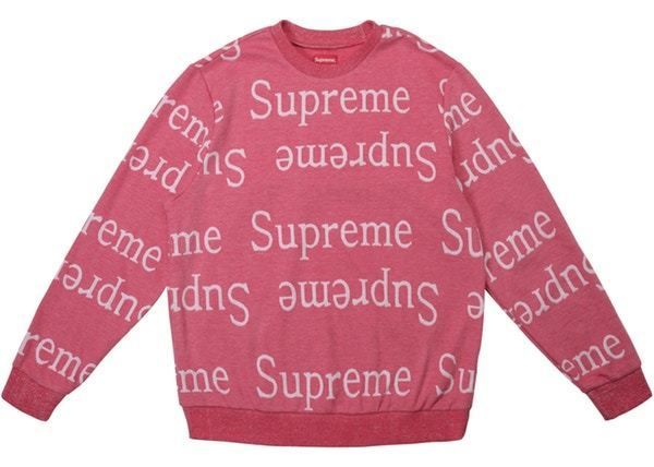 送料込 supreme Jacquard Logo Crewneck S ピンク