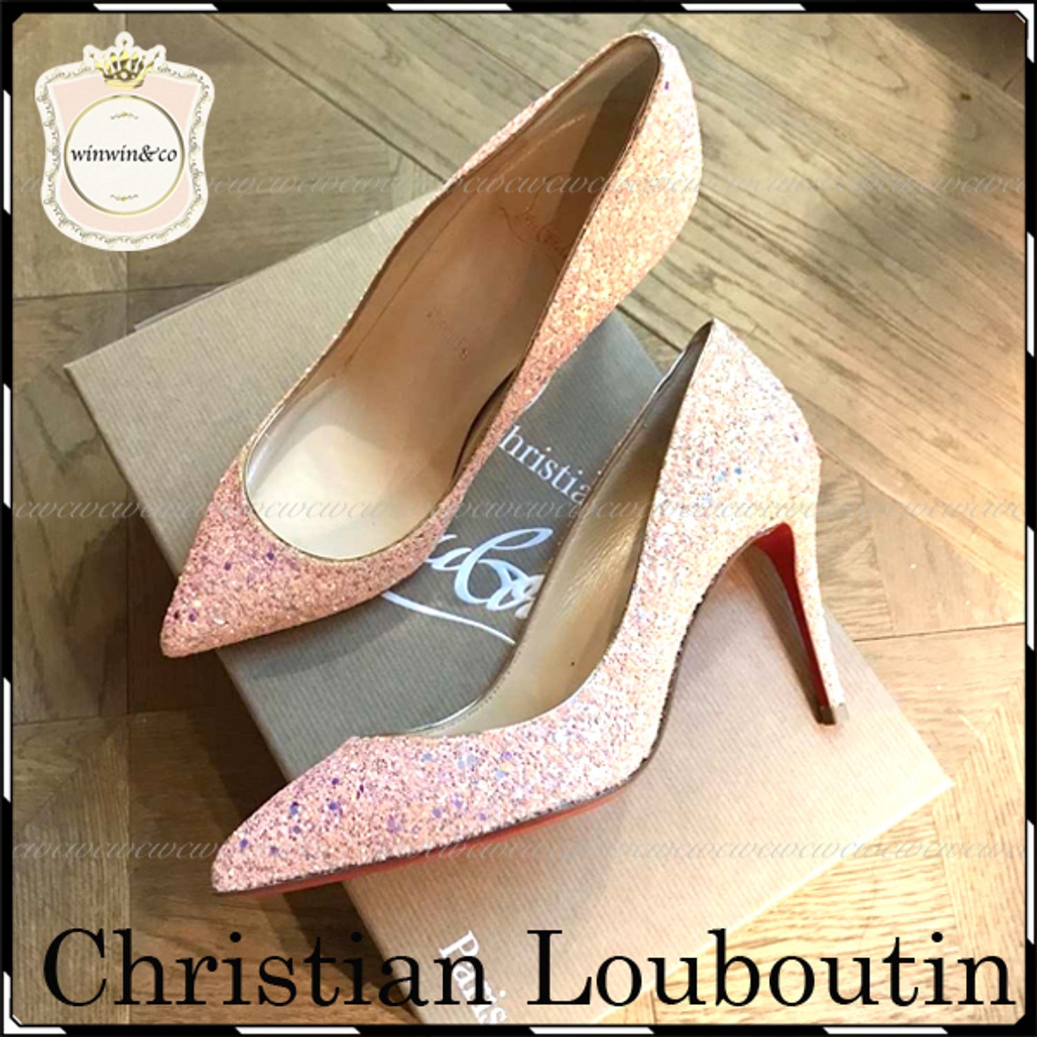 ルブタン直営 関税込 ピンクにきらめくグリッターパンプス Christian Louboutin パンプス Buyma
