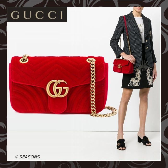 人気絶頂 売切必至☆Gucci〔GGマーモント〕ベルベットショルダーバッグ バッグ