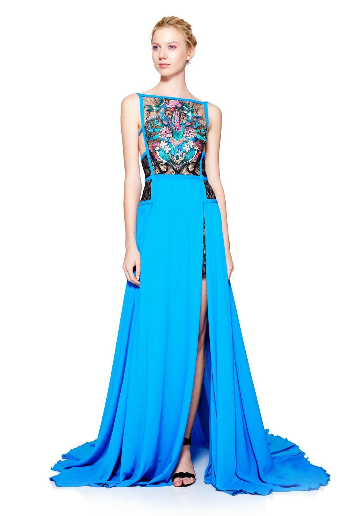 海外並行輸入正規品 人気!【TADASHI SHOJI】上品なデザイン☆チュールクロップドレス ワンピース ランウェイ登場TADASHI SHOJI Ilianaマキシロングドレス (TADASHI