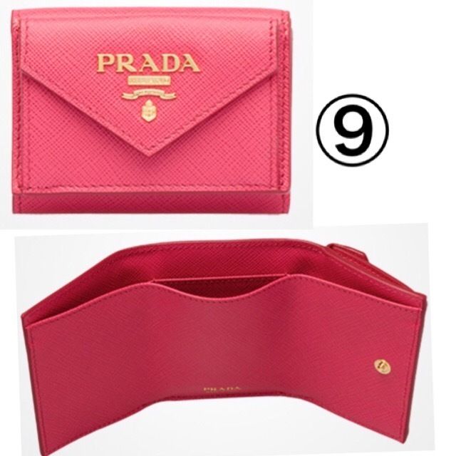 かわいいミニサイズ】PRADAサフィアーノレター型三つ折り財布 (PRADA