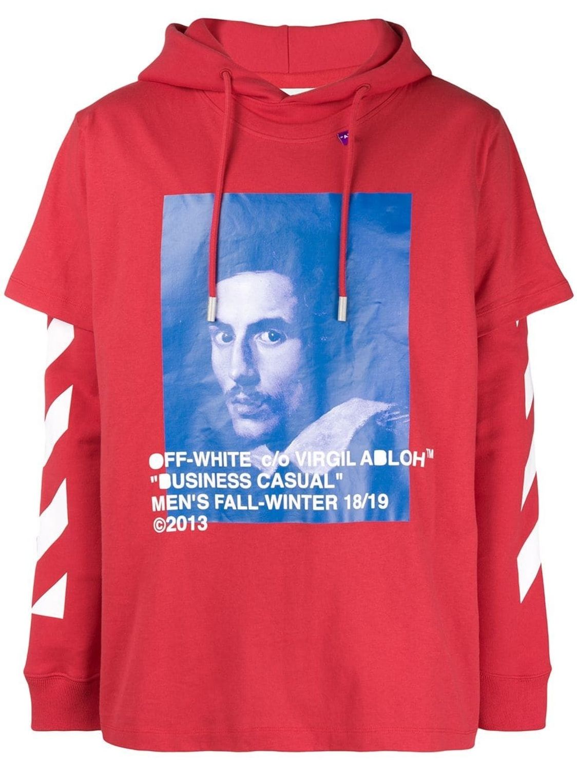 Off White Diag Bernini Layered Hoodie 重ね着 パーカー 赤 Off White パーカー フーディ Ombb042f Buyma