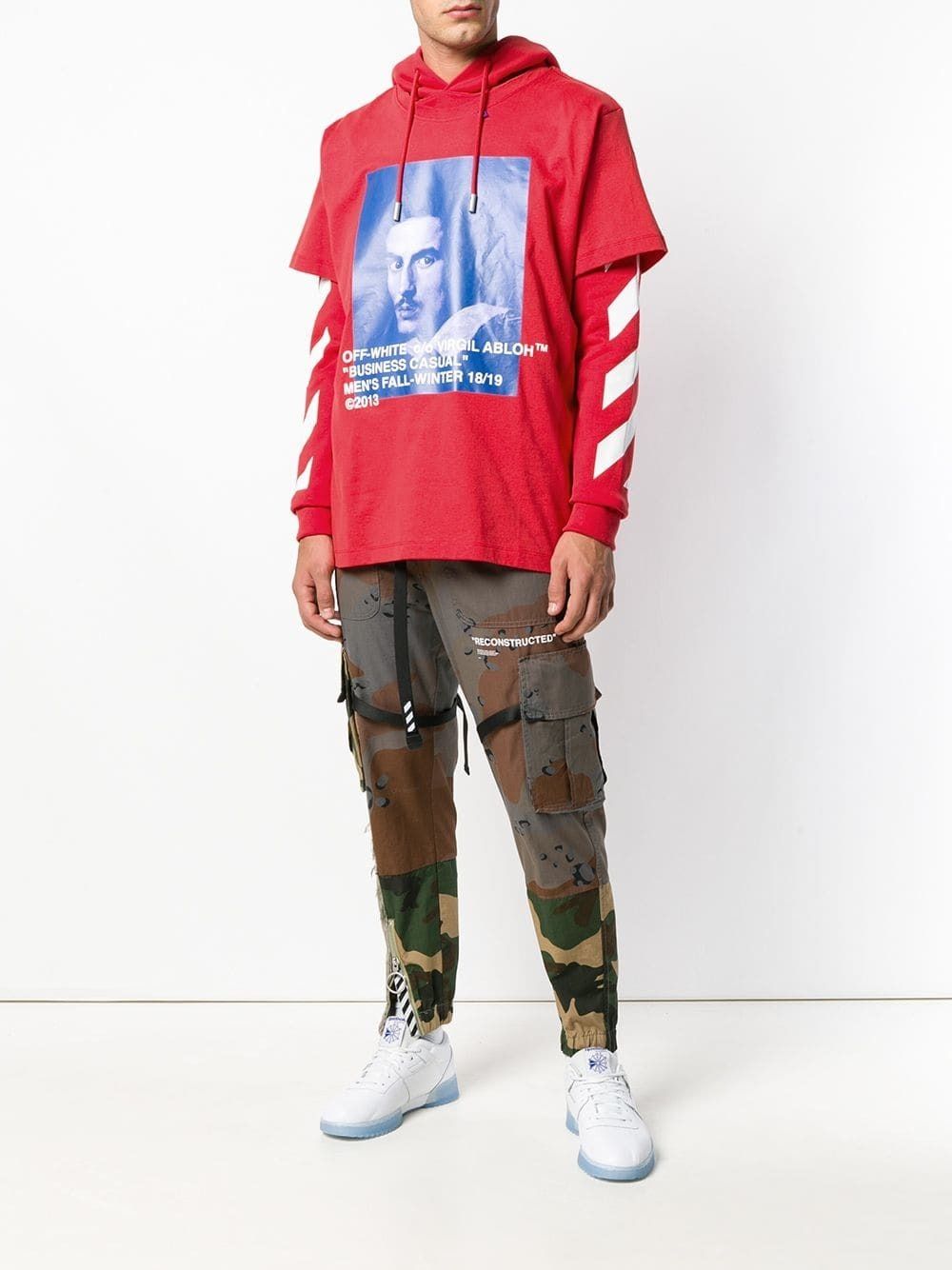 Off-White// DIAG BERNINI LAYERED HOODIE 重ね着 パーカー 赤 (Off ...