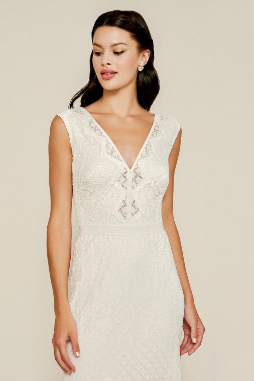 セール☆TADASHI SHOJI・ダブルVネックフローラルレースドレス ...