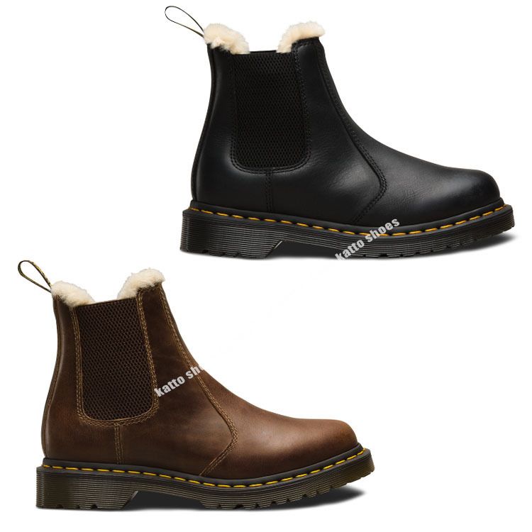 Dr Martens☆2976 LEONORE チェルシーブーツ☆ファー☆もこもこ (Dr ...
