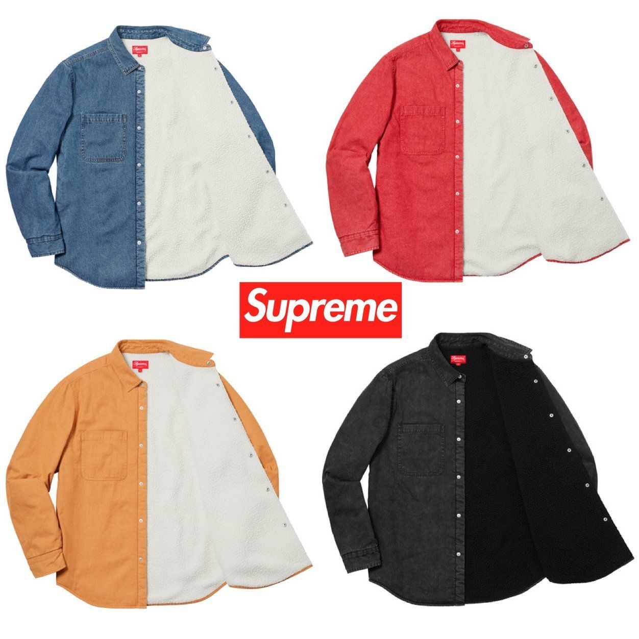 FW18 Supreme Sherpa Lined Denim Shirt - デニムシャツ FW18 Supreme Sherpa Lined Denim Shirt - デニムシャツ