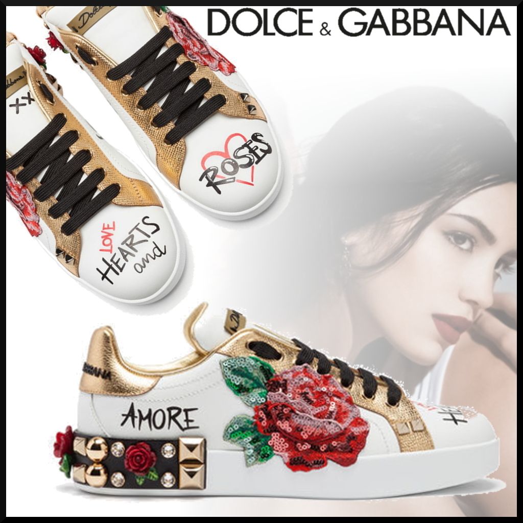 DOLCE&GABBANA ドルガバ 19SS 薔薇モチーフ PORTOFINOスニーカー DOLCE&GABBANA ドルガバ 19SS 薔薇モチーフ PORTOFINOスニーカー