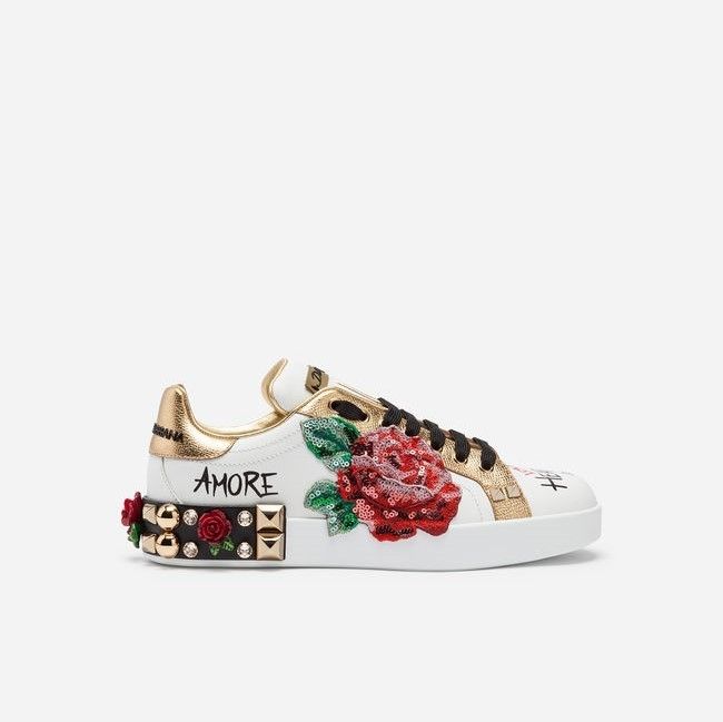 DOLCE&GABBANA ドルガバ 19SS 薔薇モチーフ PORTOFINOスニーカー DOLCE&GABBANA ドルガバ 19SS 薔薇モチーフ PORTOFINOスニーカー