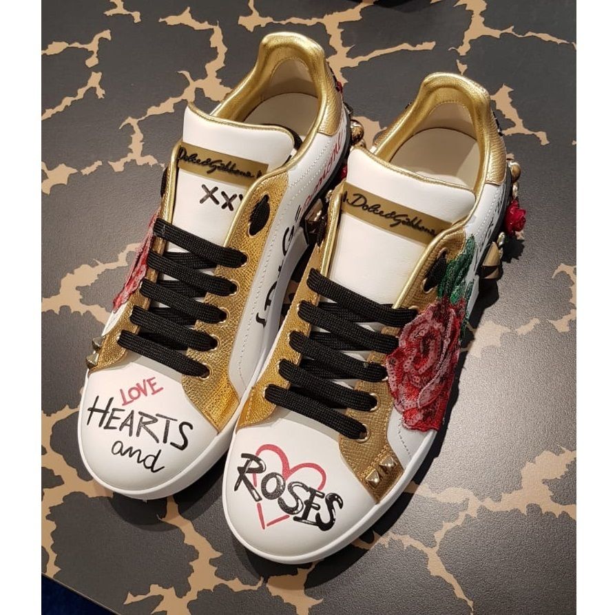 DOLCE&GABBANA ドルガバ 19SS 薔薇モチーフ PORTOFINOスニーカー DOLCE&GABBANA ドルガバ 19SS 薔薇モチーフ PORTOFINOスニーカー
