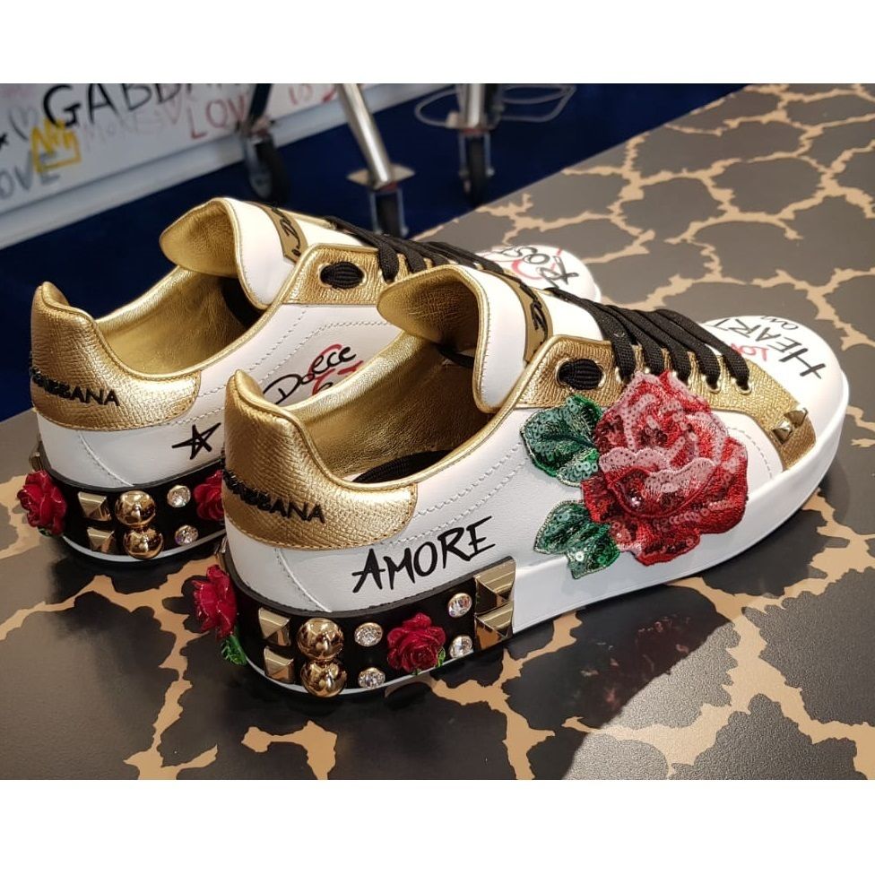 DOLCE&GABBANA ドルガバ 19SS 薔薇モチーフ PORTOFINOスニーカー DOLCE&GABBANA ドルガバ 19SS 薔薇モチーフ PORTOFINOスニーカー