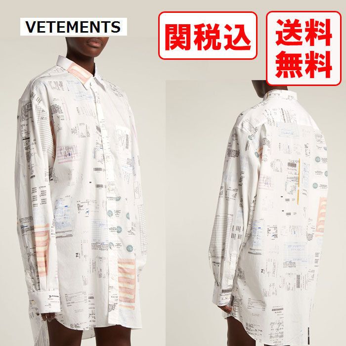 関税・送料込 VETEMENTS receipt オーバーサイズ シャツ 関税・送料込 VETEMENTS receipt オーバーサイズ シャツ
