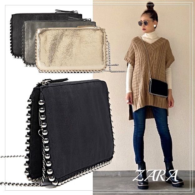 ZARA】スタッズ付き ブラッククロスボディバッグ (ZARA/ショルダー 【値下げ品】 ZARAバッグ ショルダーバッグ