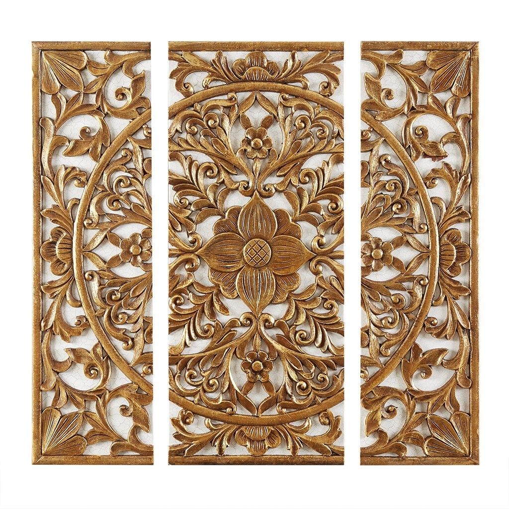 Madison Park 特大立体キャンバスアート3枚組み Gold Medallion Madison Park 特大立体キャンバスアート3枚組み Gold Medallion