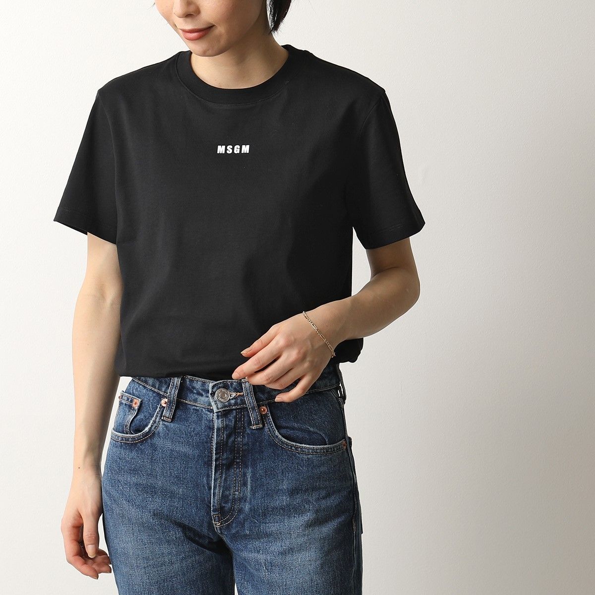 MSGM MDM100 半袖 Tシャツ カットソー 丸首 ちびロゴ (MSGM/Tシャツ MSGM MDM100 半袖 Tシャツ カットソー 丸首 ちびロゴ (MSGM/Tシャツ