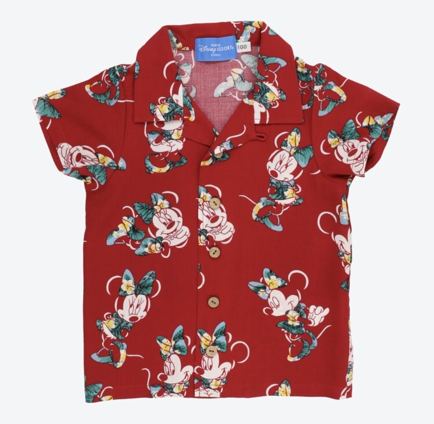 Tdr アロハシャツ ミニー 赤 100 1 東京ディズニーリゾート Disney キッズ用トップス Buyma