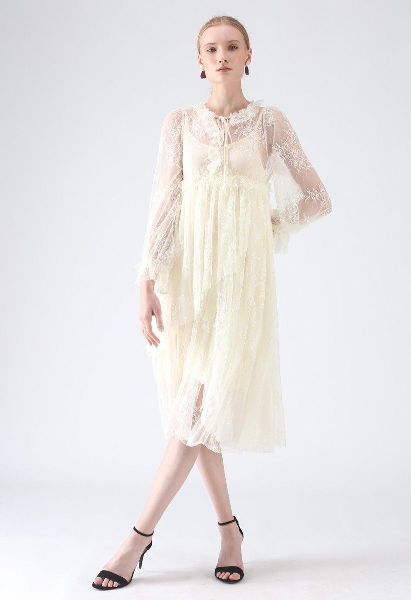 CHICWISH★ティアードラッフルレースワンピース 2色☆ CHICWISH☆ティアードラッフルレースワンピース 2色☆ (Chicwish