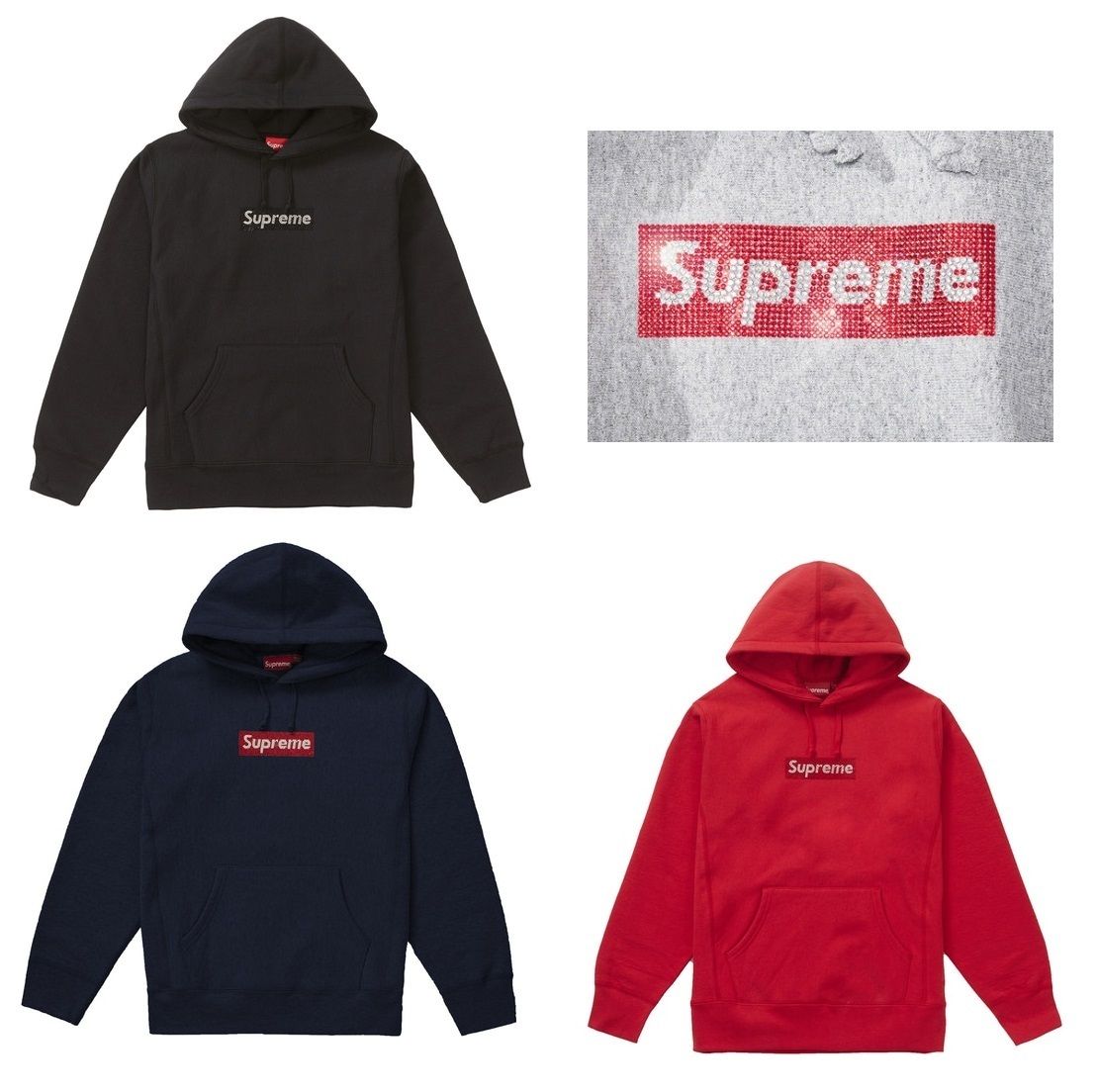 SUPREME シュプリーム☆ボックスロゴ スワロフスキー☆パーカー