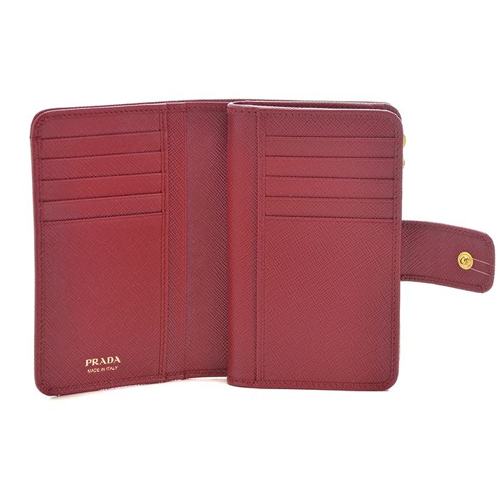 ☆PRADA☆  ミニ財布 二つ折り財布 FUOCO ☆PRADA☆ 型押しカーフスキン 二つ折り財布 FUOCO (PRADA